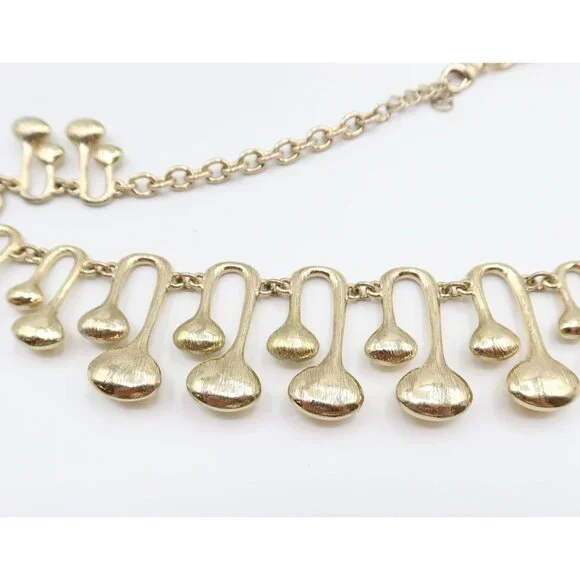 ANN TAYLOR Retro MCM Atomic Style Gold Tone Resin Cabochon Necklace Funky Mod - Picture 9 of 10